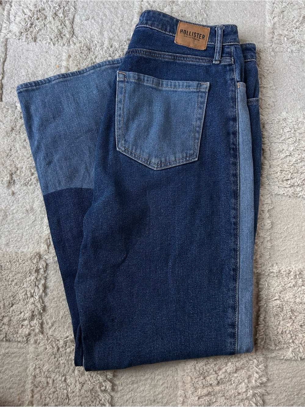 Hollister Y2K High Rise Dad Jeans Two Tone Color Block Denim 13R 31
